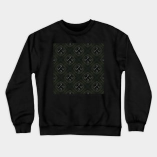 Javanese Coffee Leaves Dark Green Tribal Diamond Pattern Crewneck Sweatshirt